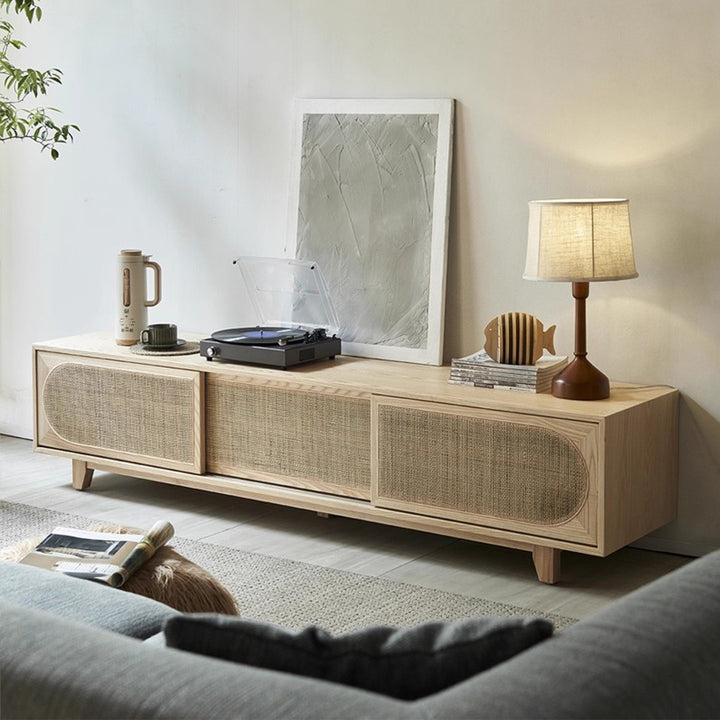 MAS-3337 Masdio Solid Ash Wood Rattan TV Console