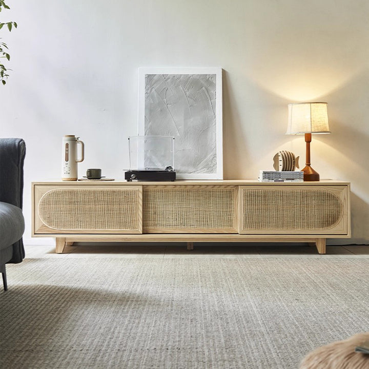 MAS-3337 Masdio Solid Ash Wood Rattan TV Console