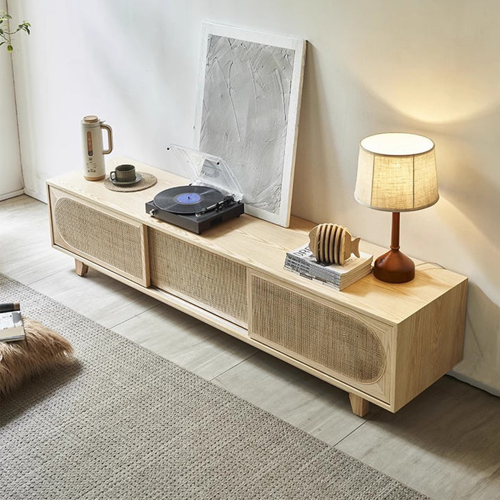 MAS-3337 Masdio Solid Ash Wood Rattan TV Console