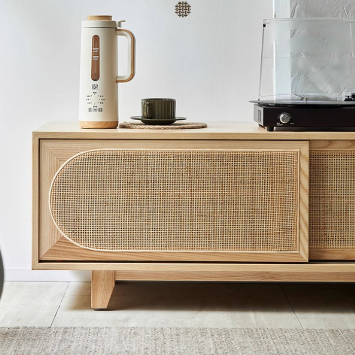 MAS-3337 Masdio Solid Ash Wood Rattan TV Console