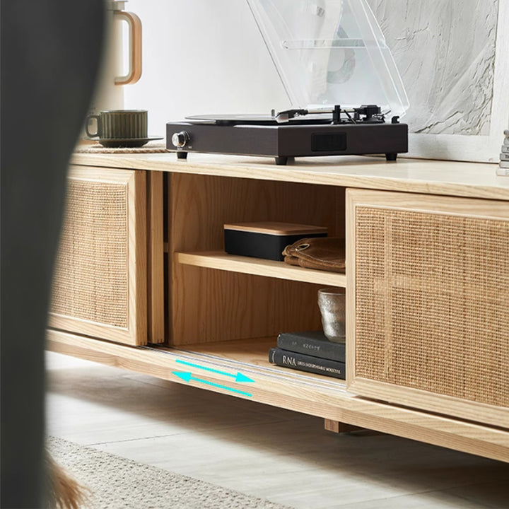 MAS-3337 Masdio Solid Ash Wood Rattan TV Console