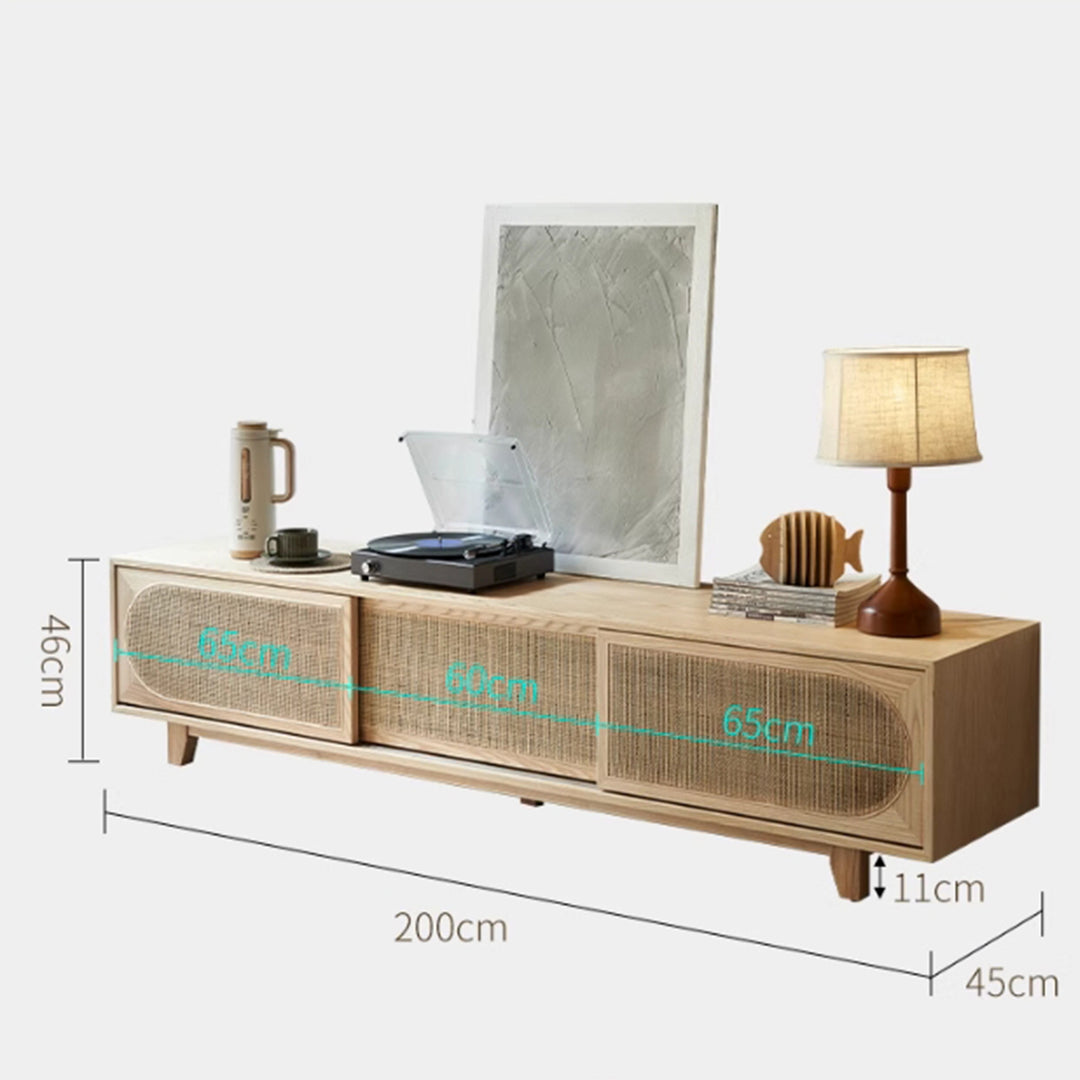 MAS-3337 Masdio Solid Ash Wood Rattan TV Console