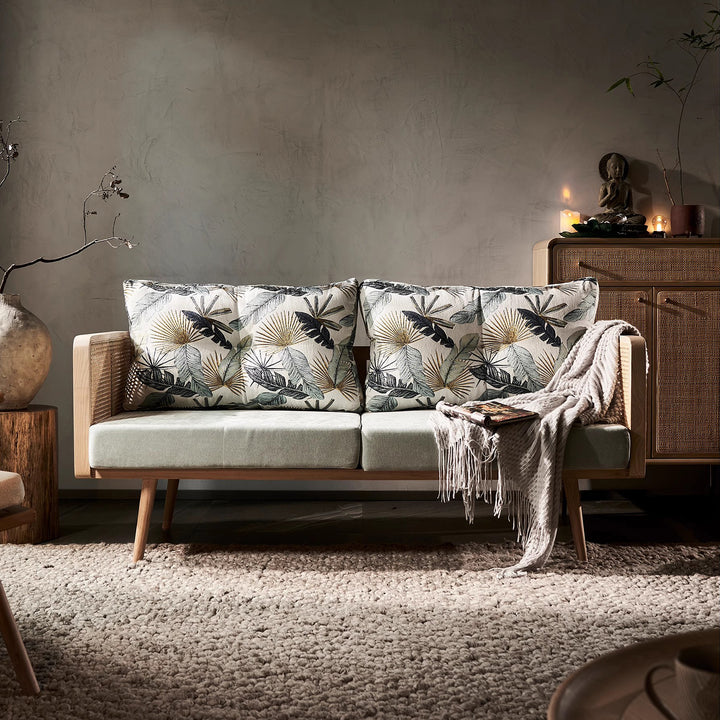 MAS-3338 Masdio Solid Ash Wood Rattan Sofa