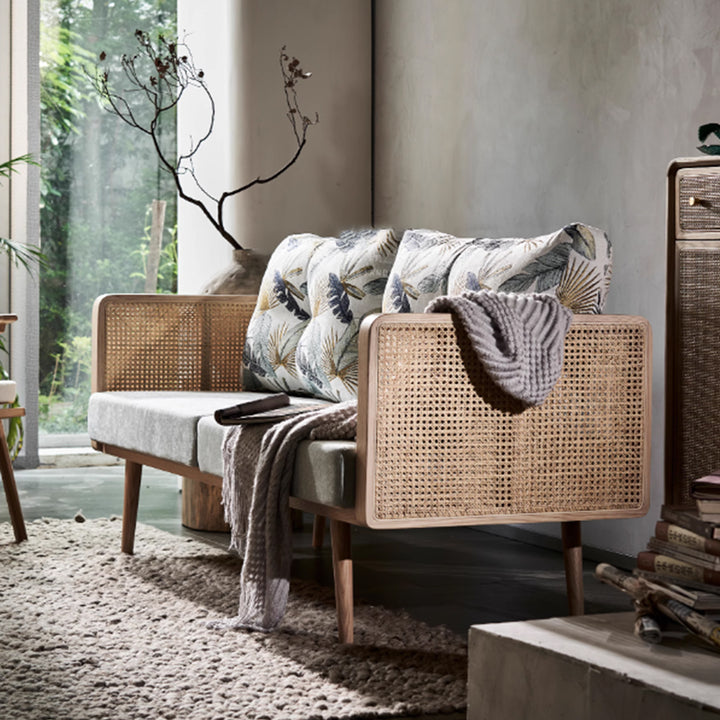 MAS-3338 Masdio Solid Ash Wood Rattan Sofa