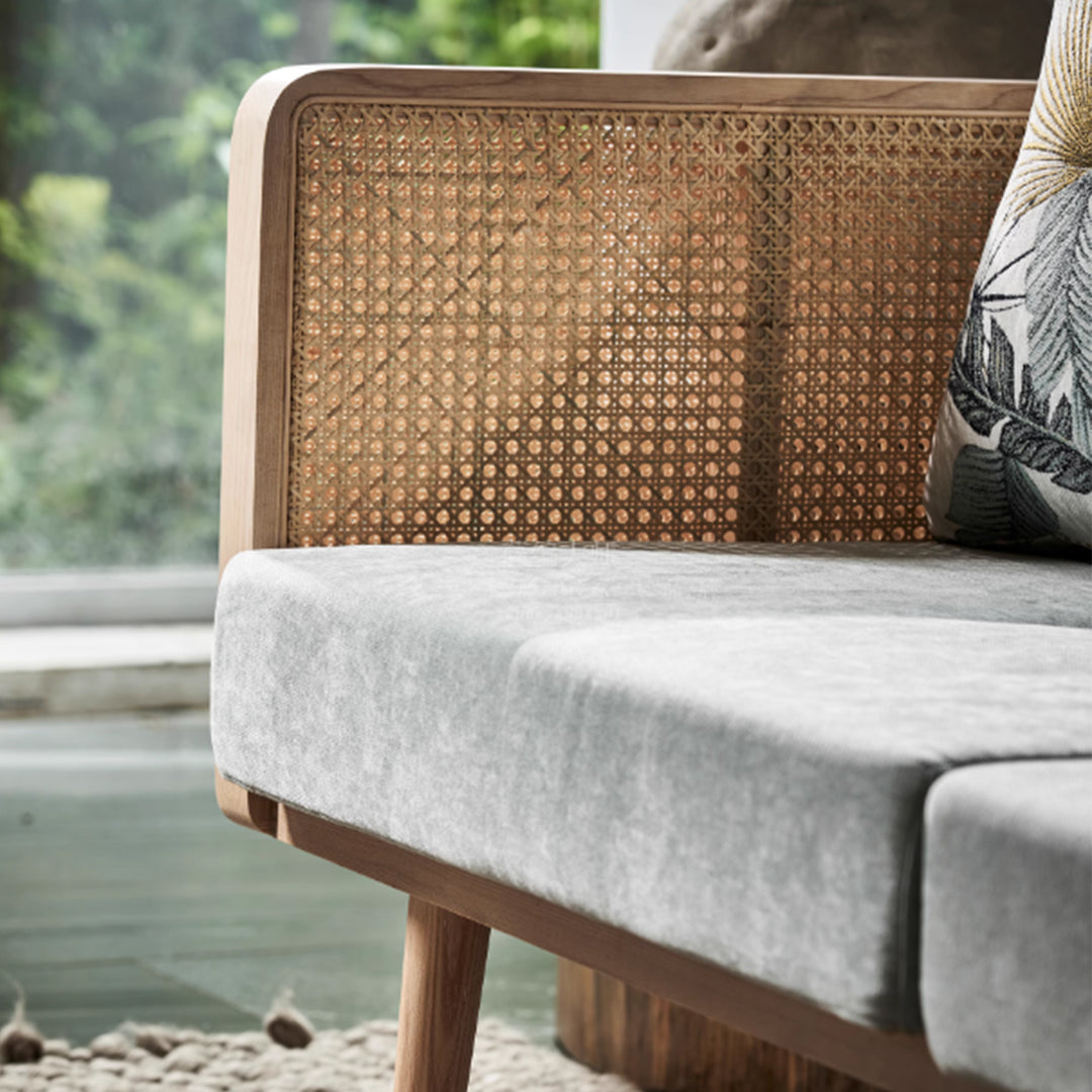 MAS-3338 Masdio Solid Ash Wood Rattan Sofa