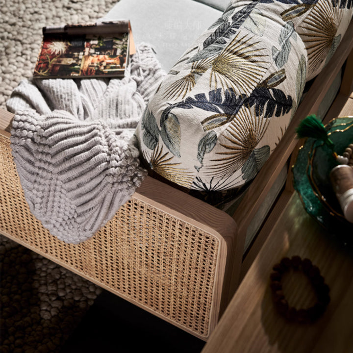 MAS-3338 Masdio Solid Ash Wood Rattan Sofa