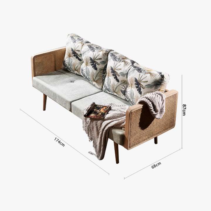 MAS-3338 Masdio Solid Ash Wood Rattan Sofa