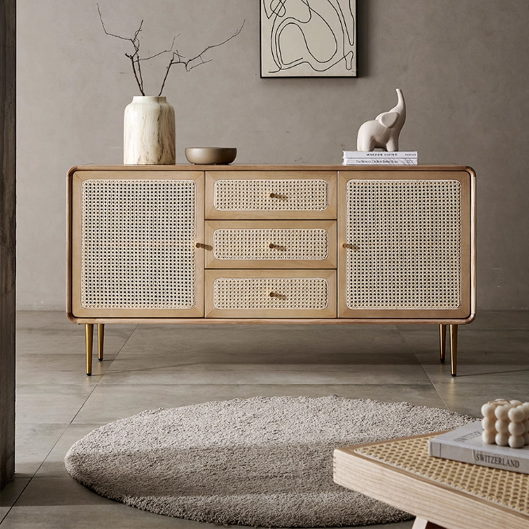 MAS-3351 Masdio Solid Ash Wood Rattan Sideboard