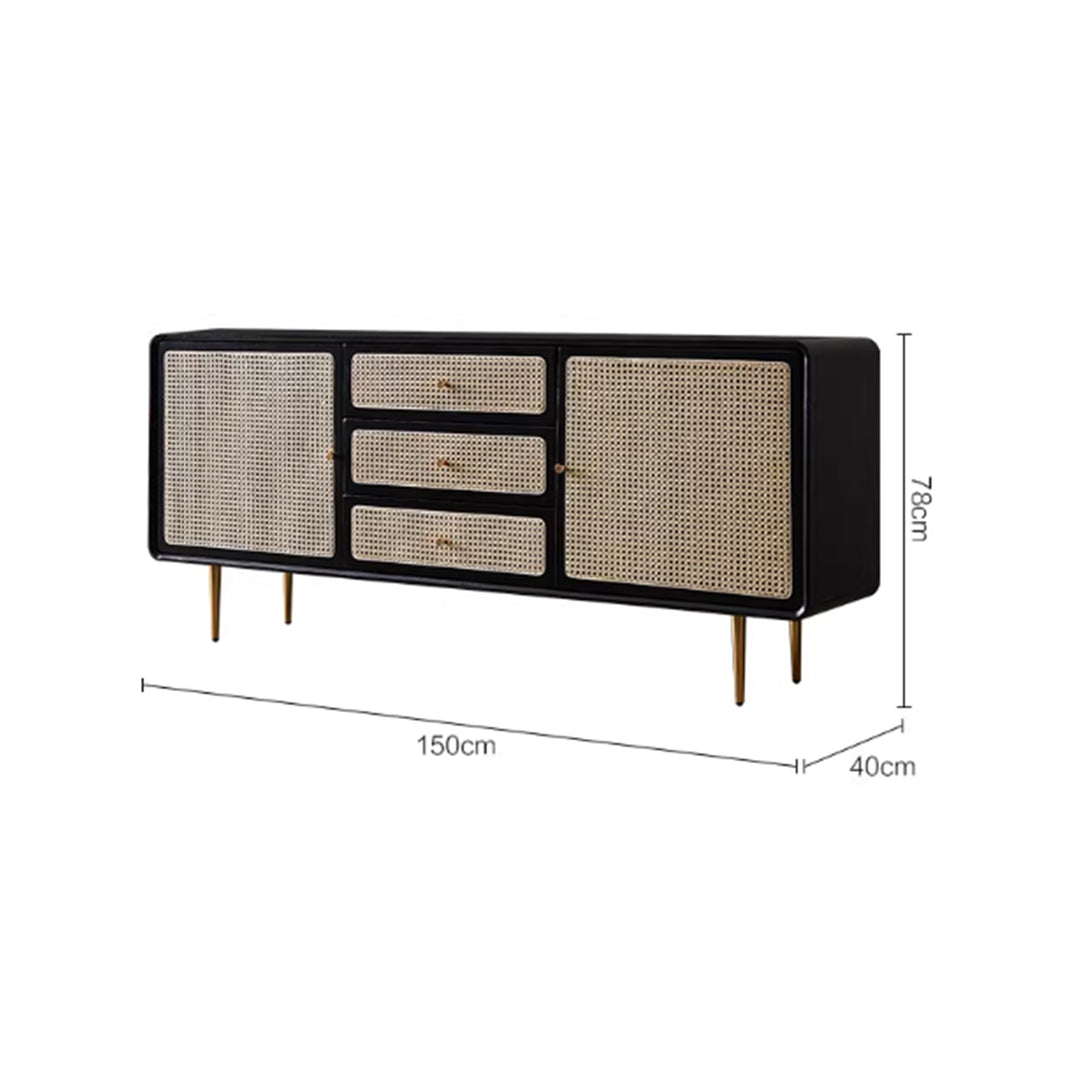 MAS-3351 Masdio Solid Ash Wood Rattan Sideboard