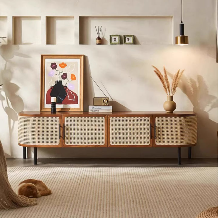 MAS-3352 Masdio Solid Ash Wood Rattan Tv Console