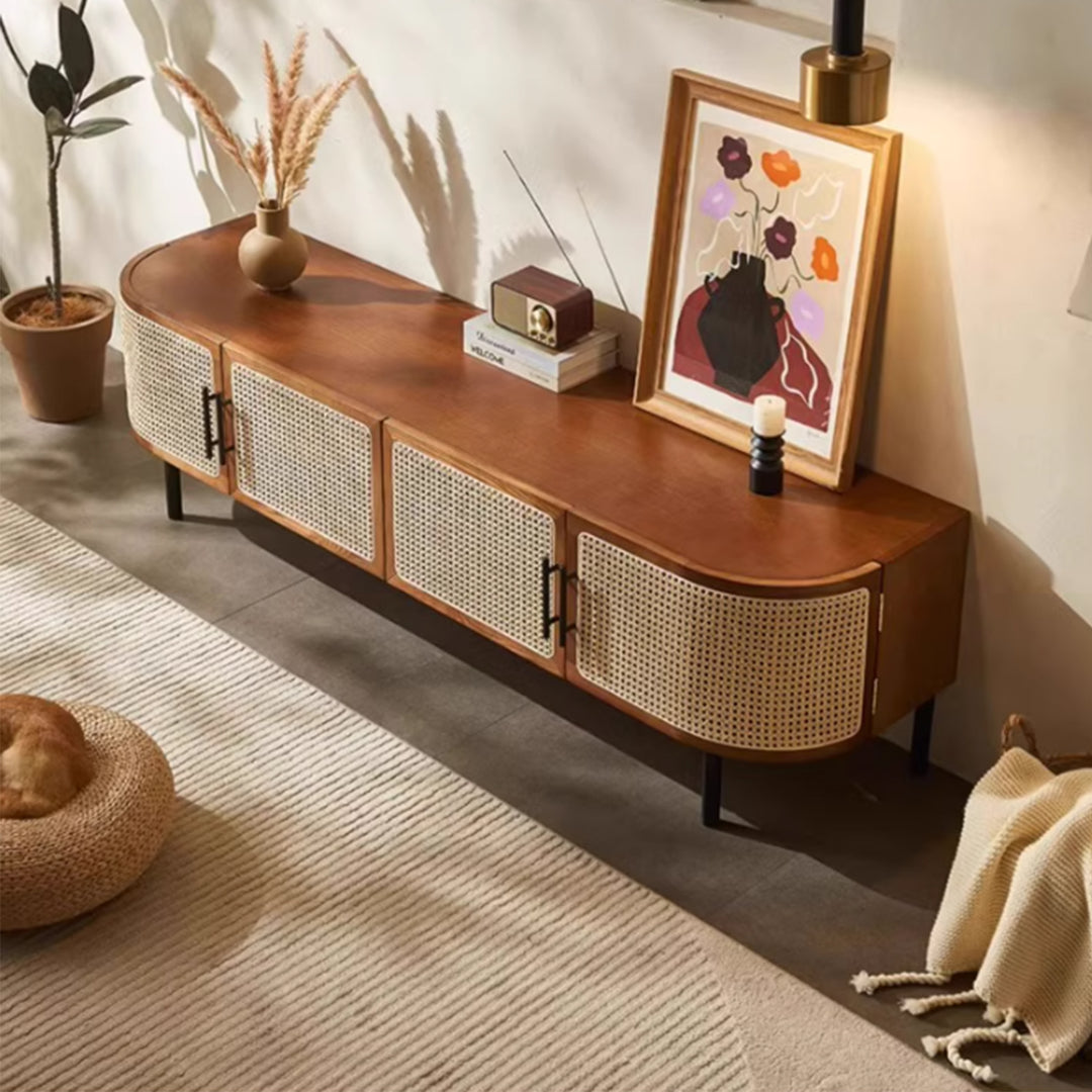 MAS-3352 Masdio Solid Ash Wood Rattan Tv Console