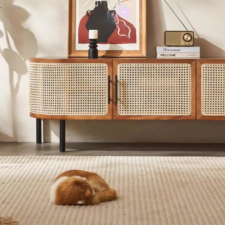 MAS-3352 Masdio Solid Ash Wood Rattan Tv Console