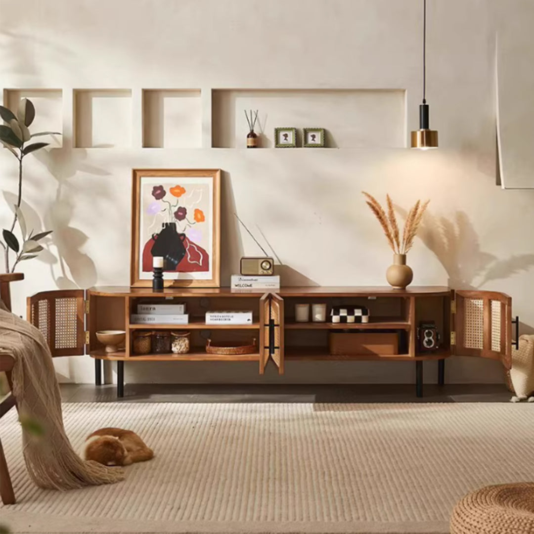 MAS-3352 Masdio Solid Ash Wood Rattan Tv Console