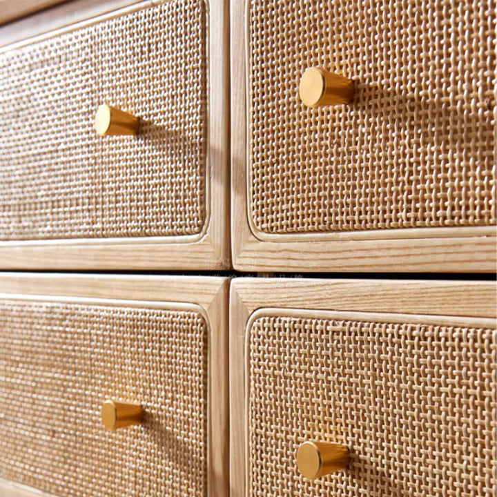MAS-3354 Masdio Solid Ash Wood Rattan Chest of Drawers