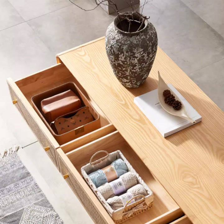 MAS-3354 Masdio Solid Ash Wood Rattan Chest of Drawers