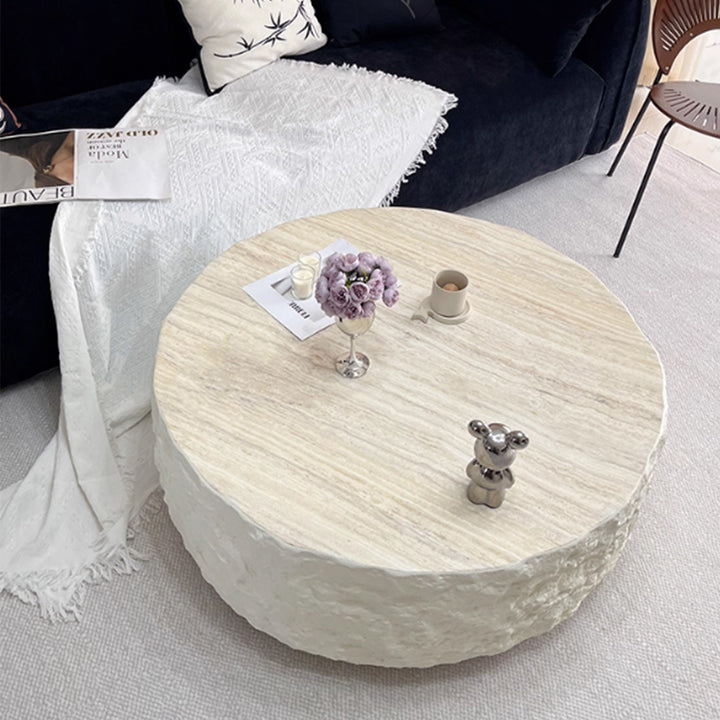 MAS-3355 Masdio Modern Travertine Round Coffee Table