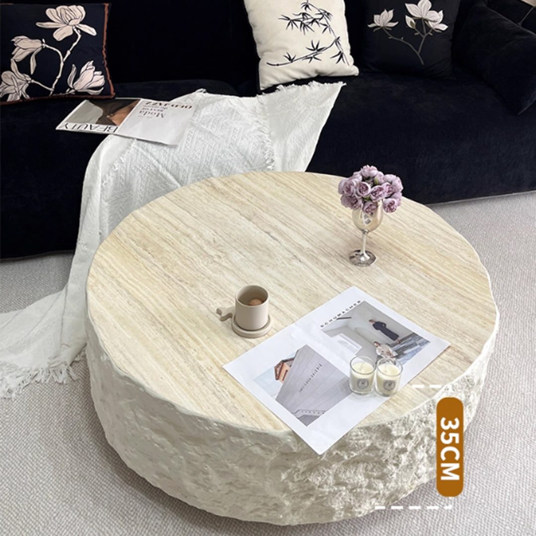 MAS-3355 Masdio Modern Travertine Round Coffee Table