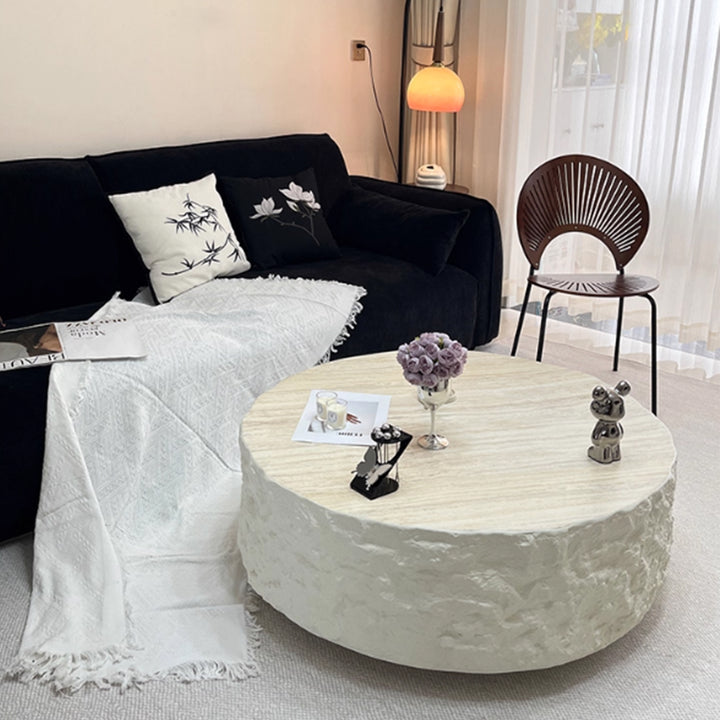 MAS-3355 Masdio Modern Travertine Round Coffee Table