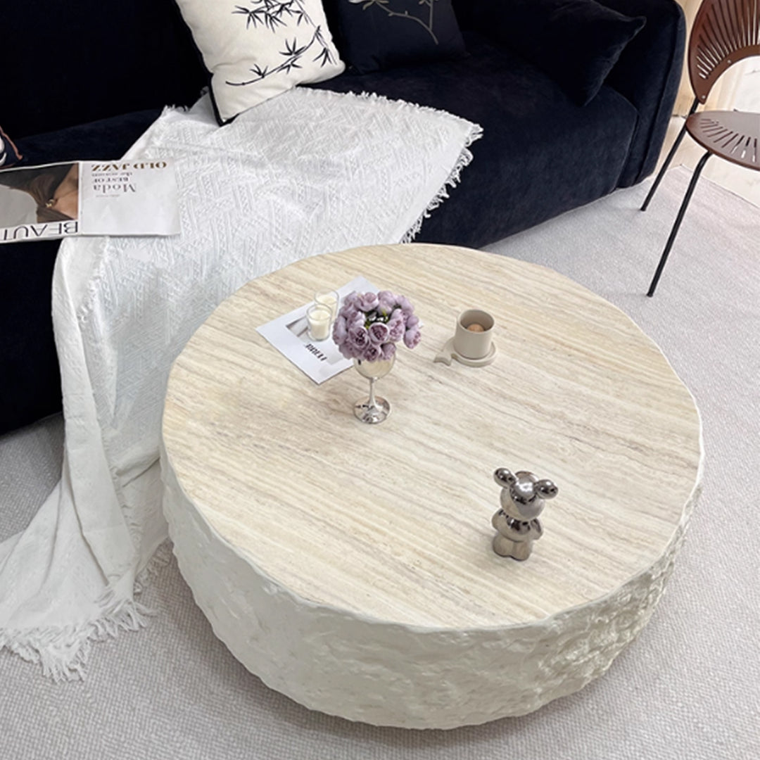 MAS-3355 Masdio Modern Travertine Round Coffee Table