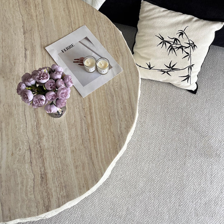 MAS-3355 Masdio Modern Travertine Round Coffee Table