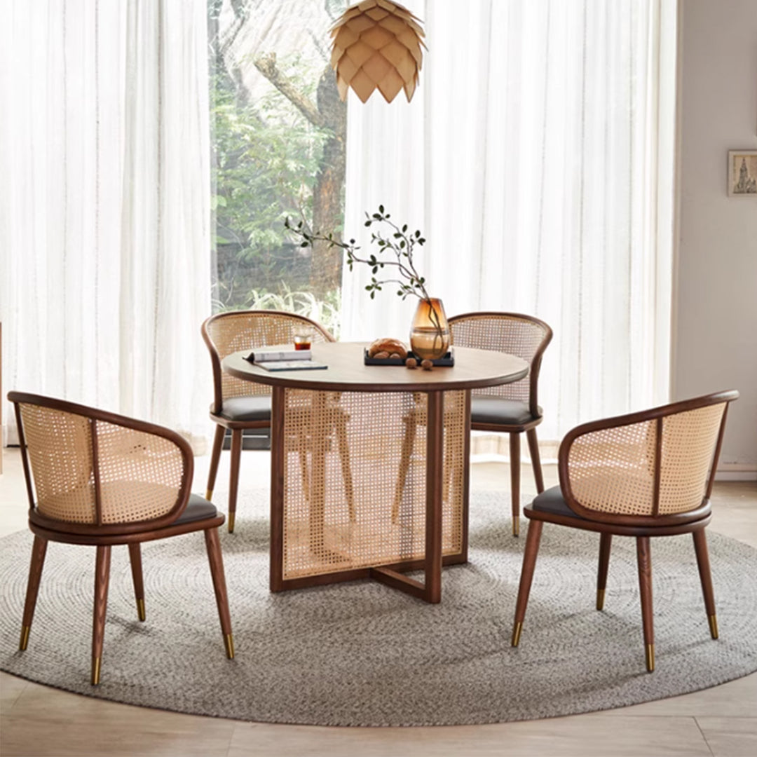 MAS-3356 Masdio Solid Walnut Wood Round Dining Table