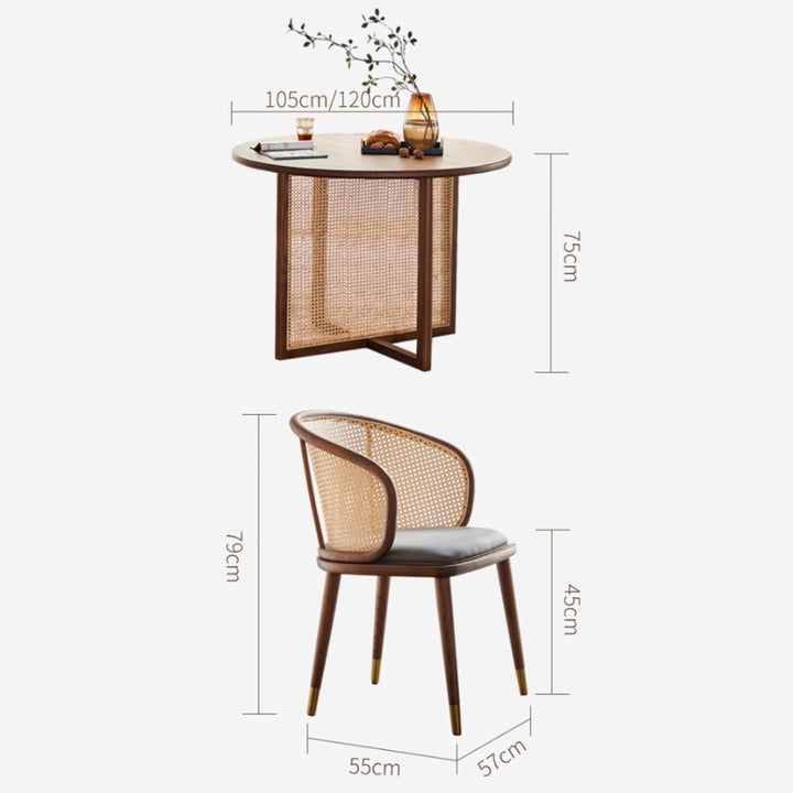 MAS-3356 Masdio Solid Walnut Wood Round Dining Table