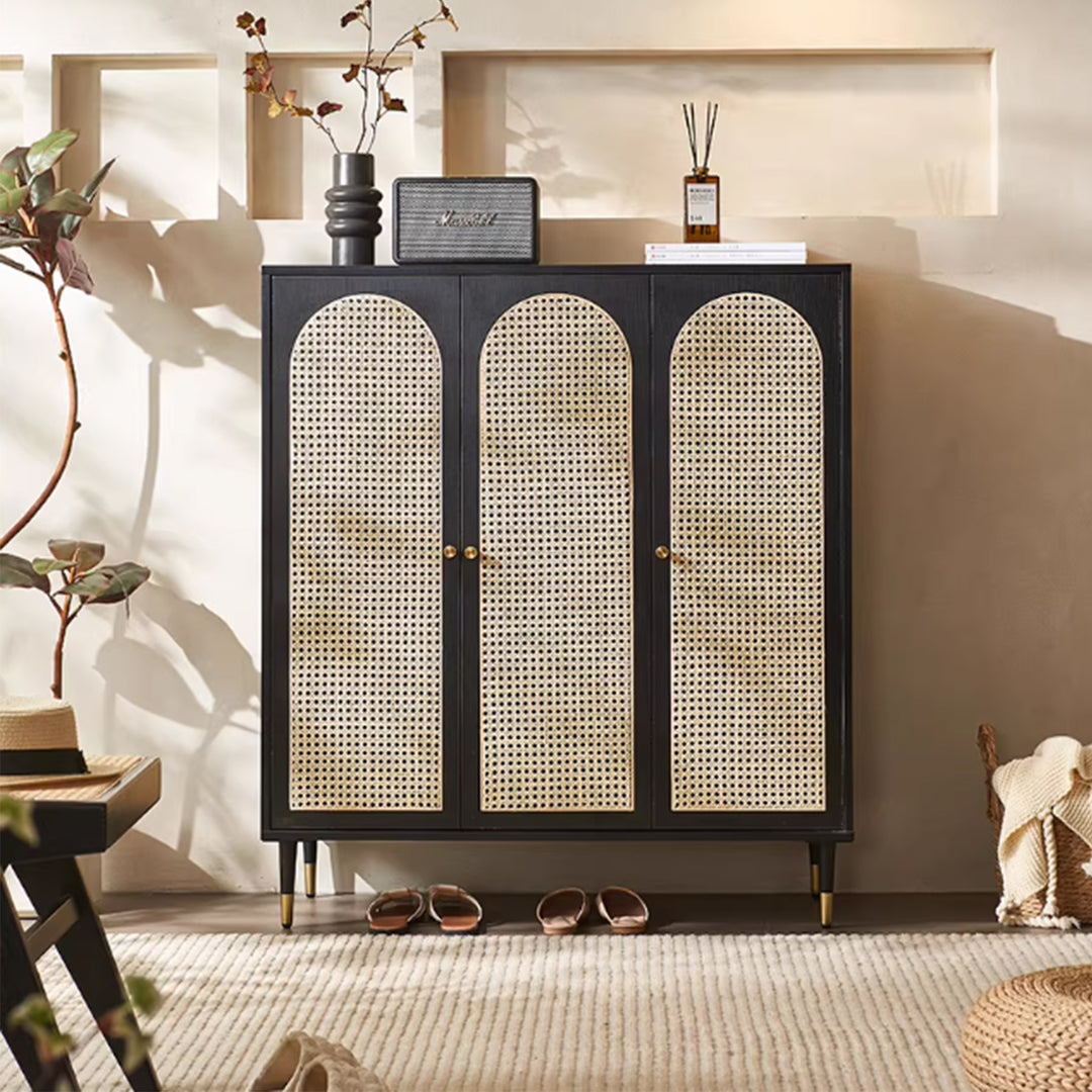 MAS-3358 Masdio Black Rattan Japandi Cabinet