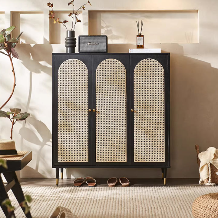 MAS-3358 Masdio Black Rattan Japandi Cabinet