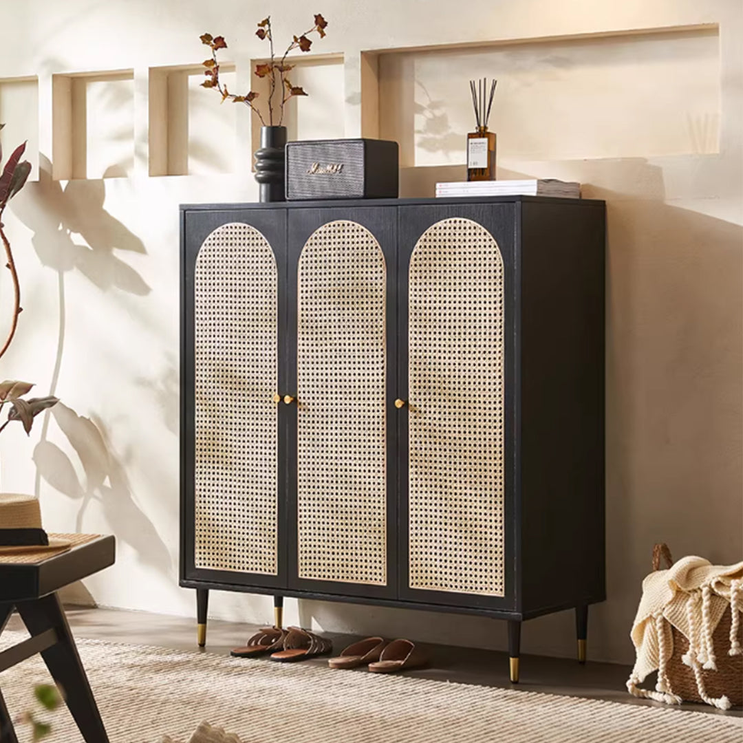 MAS-3358 Masdio Black Rattan Japandi Cabinet