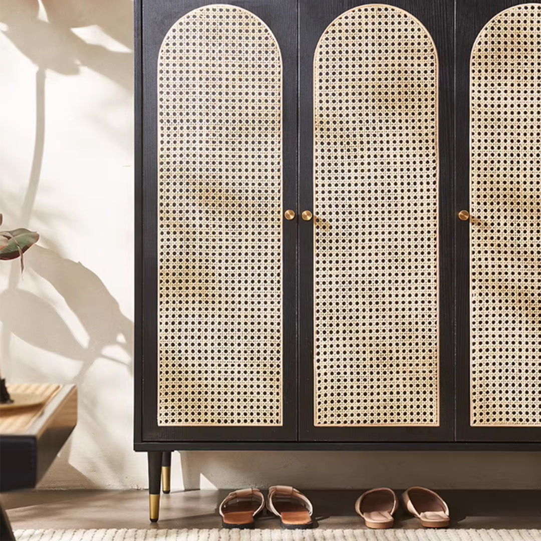 MAS-3358 Masdio Black Rattan Japandi Cabinet