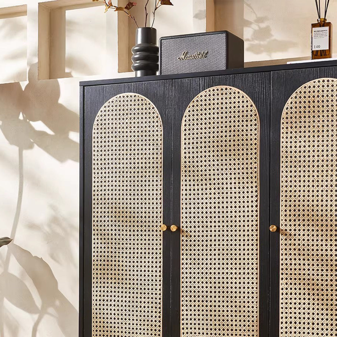 MAS-3358 Masdio Black Rattan Japandi Cabinet
