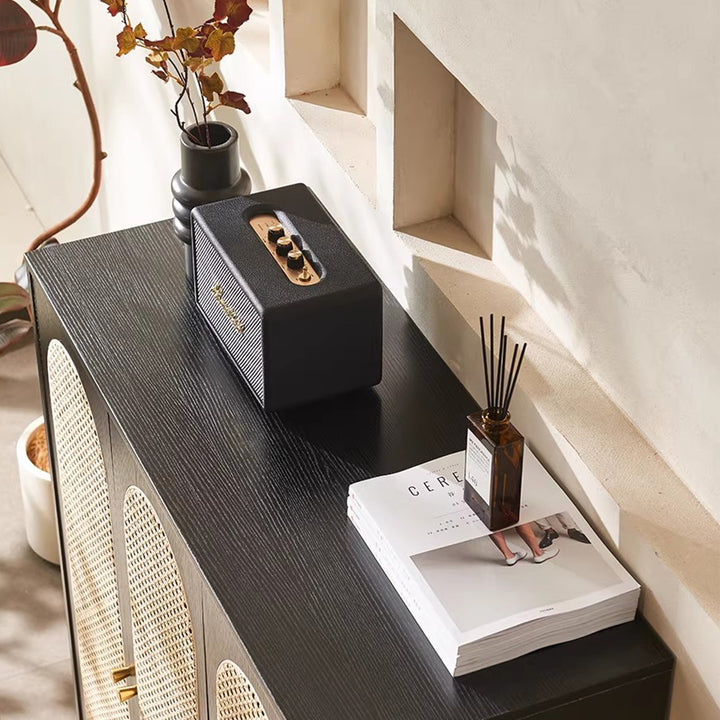 MAS-3358 Masdio Black Rattan Japandi Cabinet