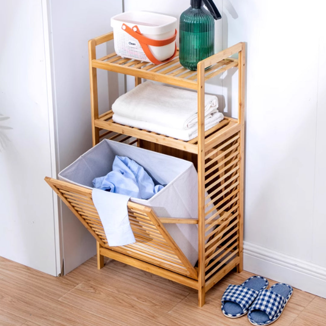 MAS-3362 Masdio Bamboo Storage laundry Basket Rack
