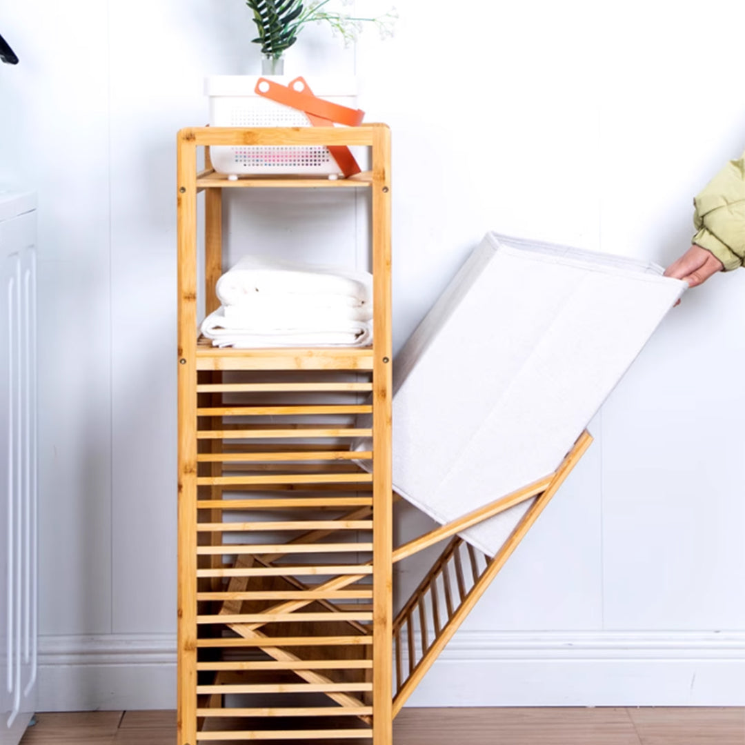 MAS-3362 Masdio Bamboo Storage laundry Basket Rack