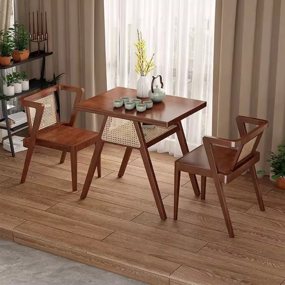 MAS-3371 Masdio Solid Wood Rattan Dining Tables & Chair