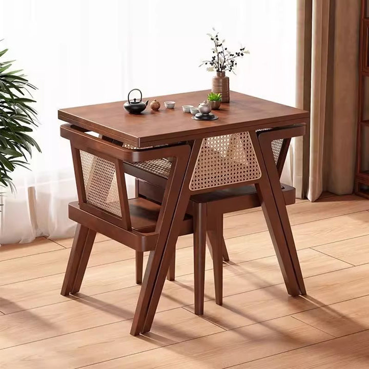 MAS-3371 Masdio Solid Wood Rattan Dining Tables & Chair