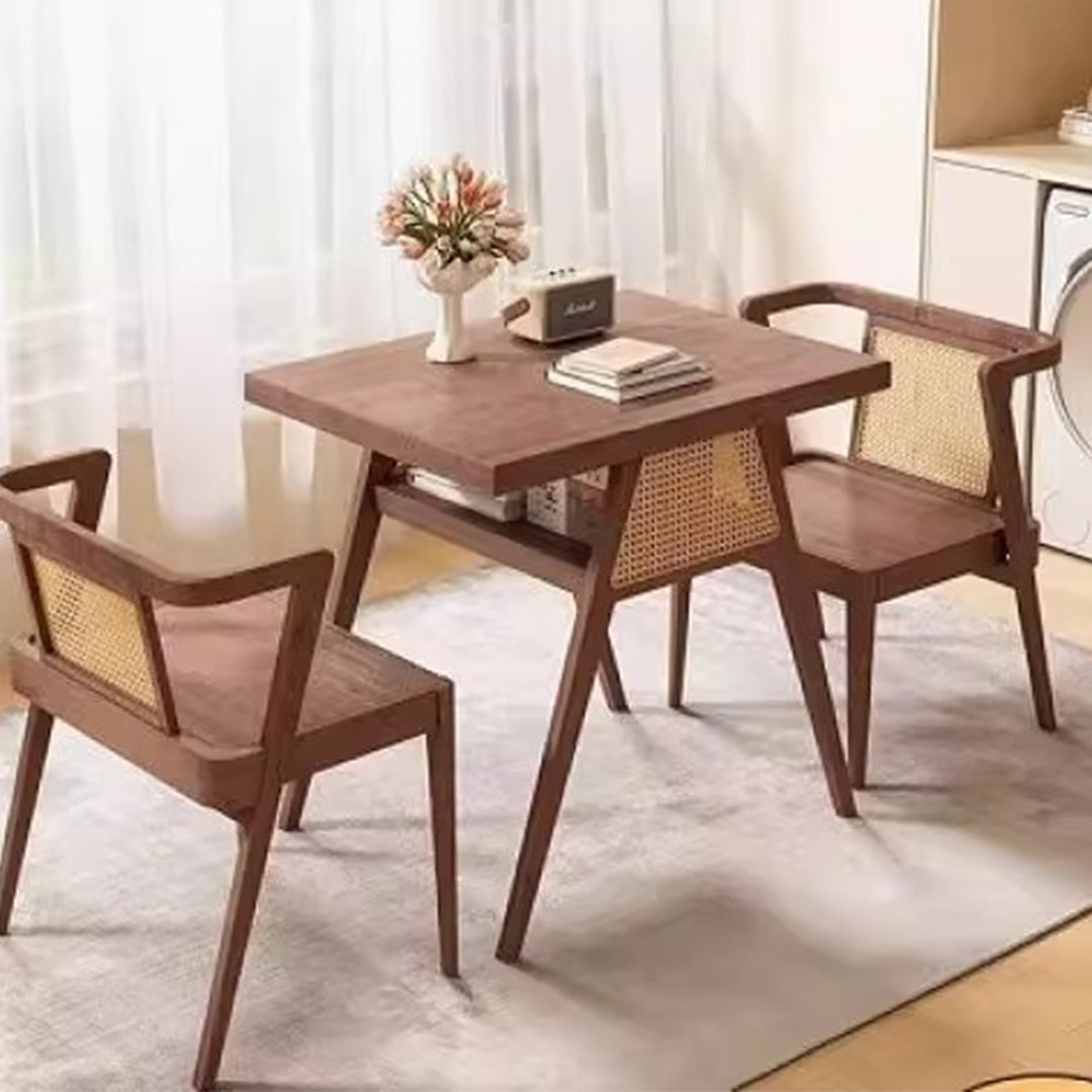 MAS-3371 Masdio Solid Wood Rattan Dining Tables & Chair