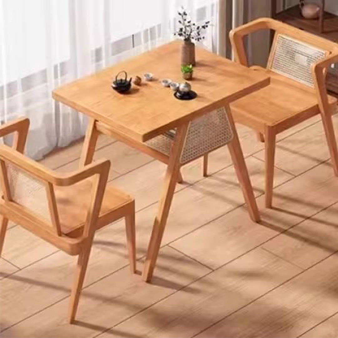 MAS-3371 Masdio Solid Wood Rattan Dining Tables & Chair