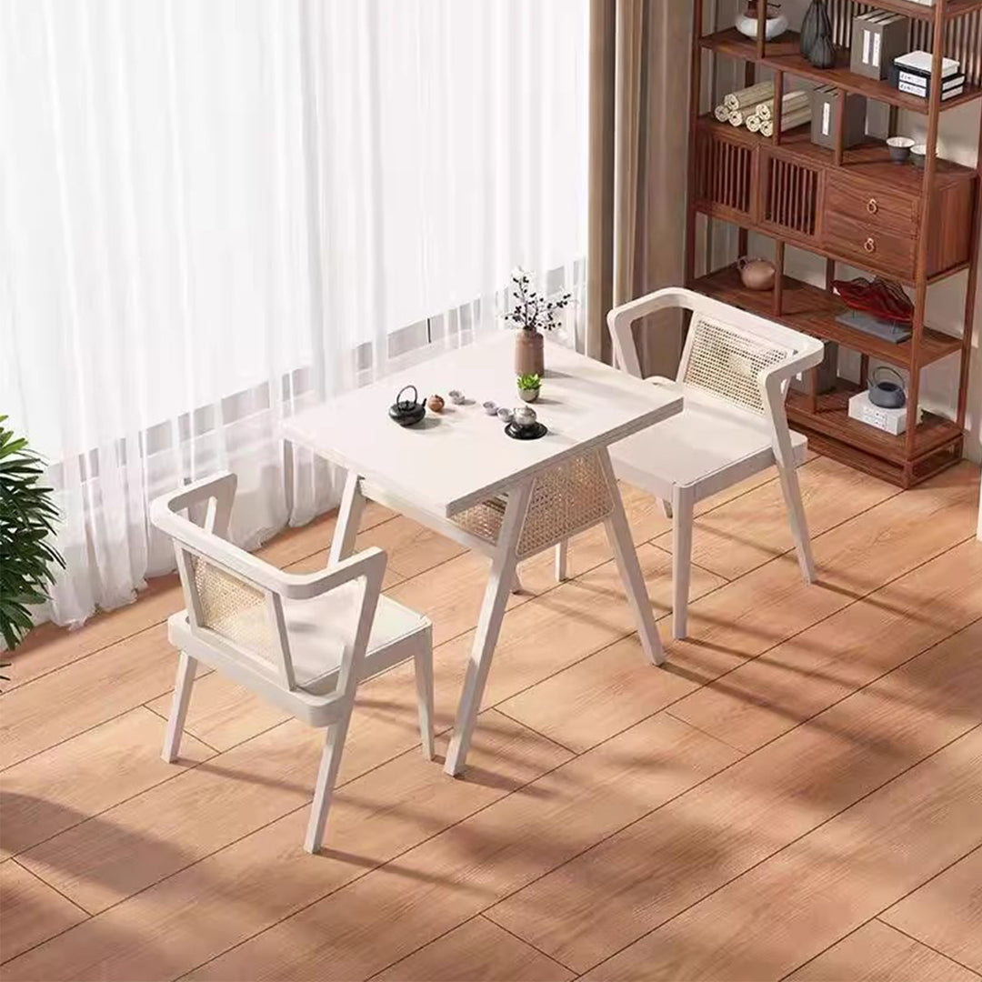 MAS-3371 Masdio Solid Wood Rattan Dining Tables & Chair