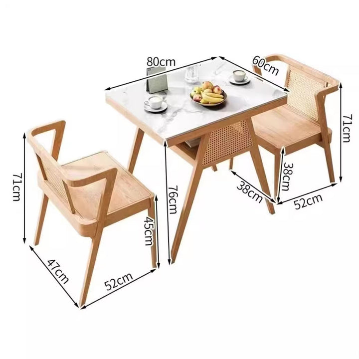 MAS-3371 Masdio Solid Wood Rattan Dining Tables & Chair