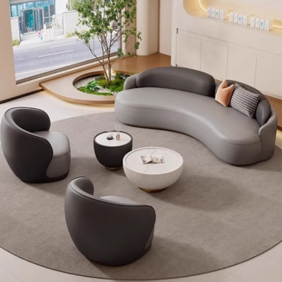 MAS-3404 Masdio Modern Curved Leather Sofa