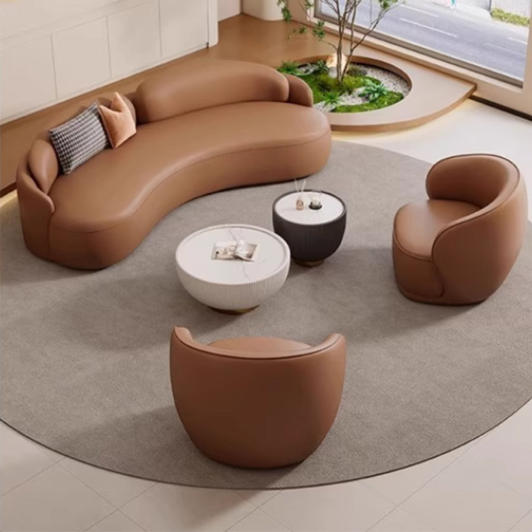 MAS-3404 Masdio Modern Curved Leather Sofa