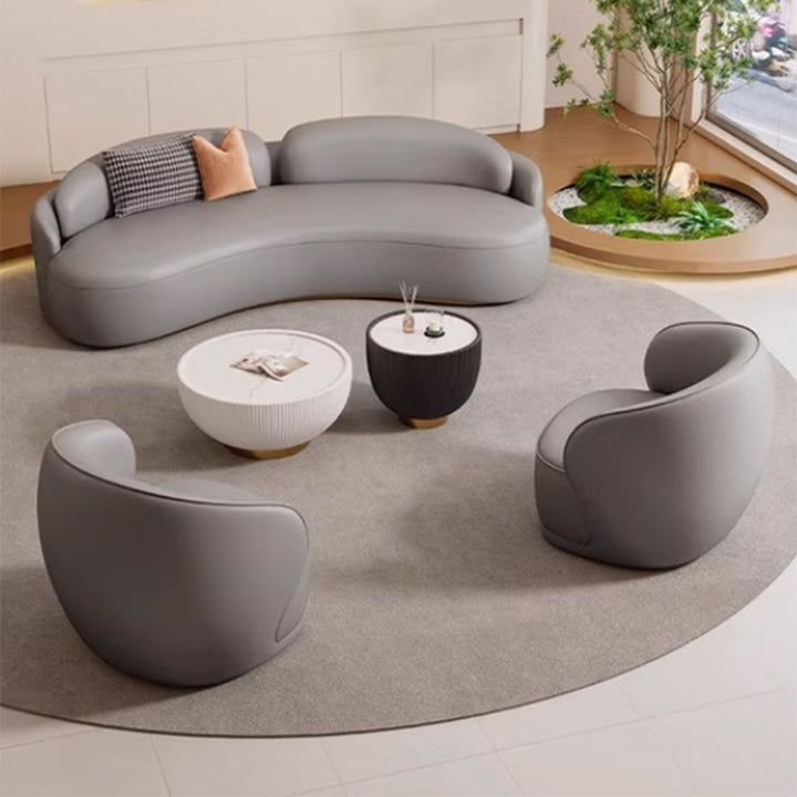 MAS-3404 Masdio Modern Curved Leather Sofa