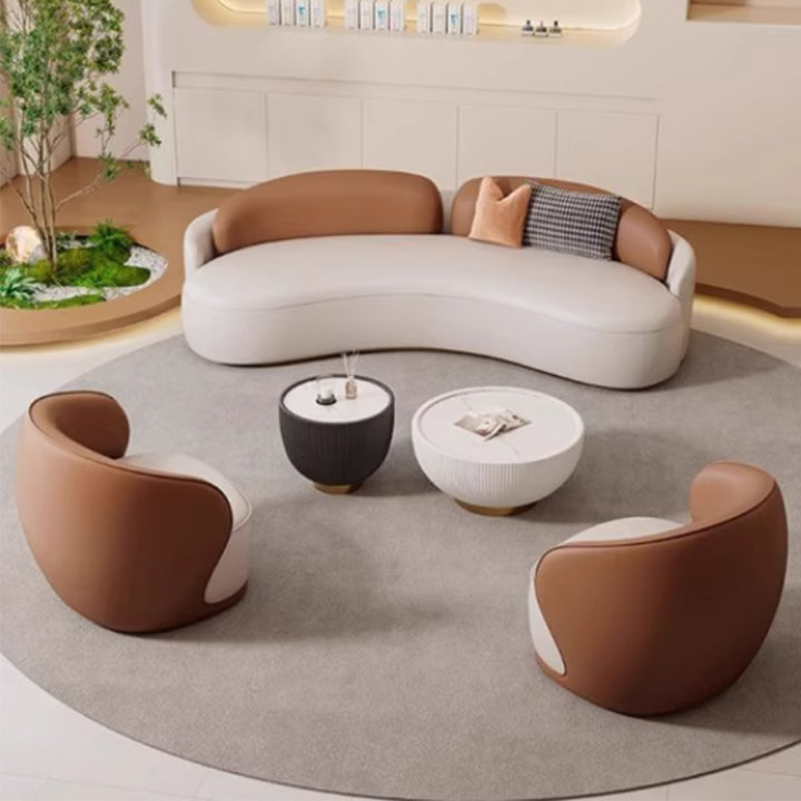 MAS-3404 Masdio Modern Curved Leather Sofa