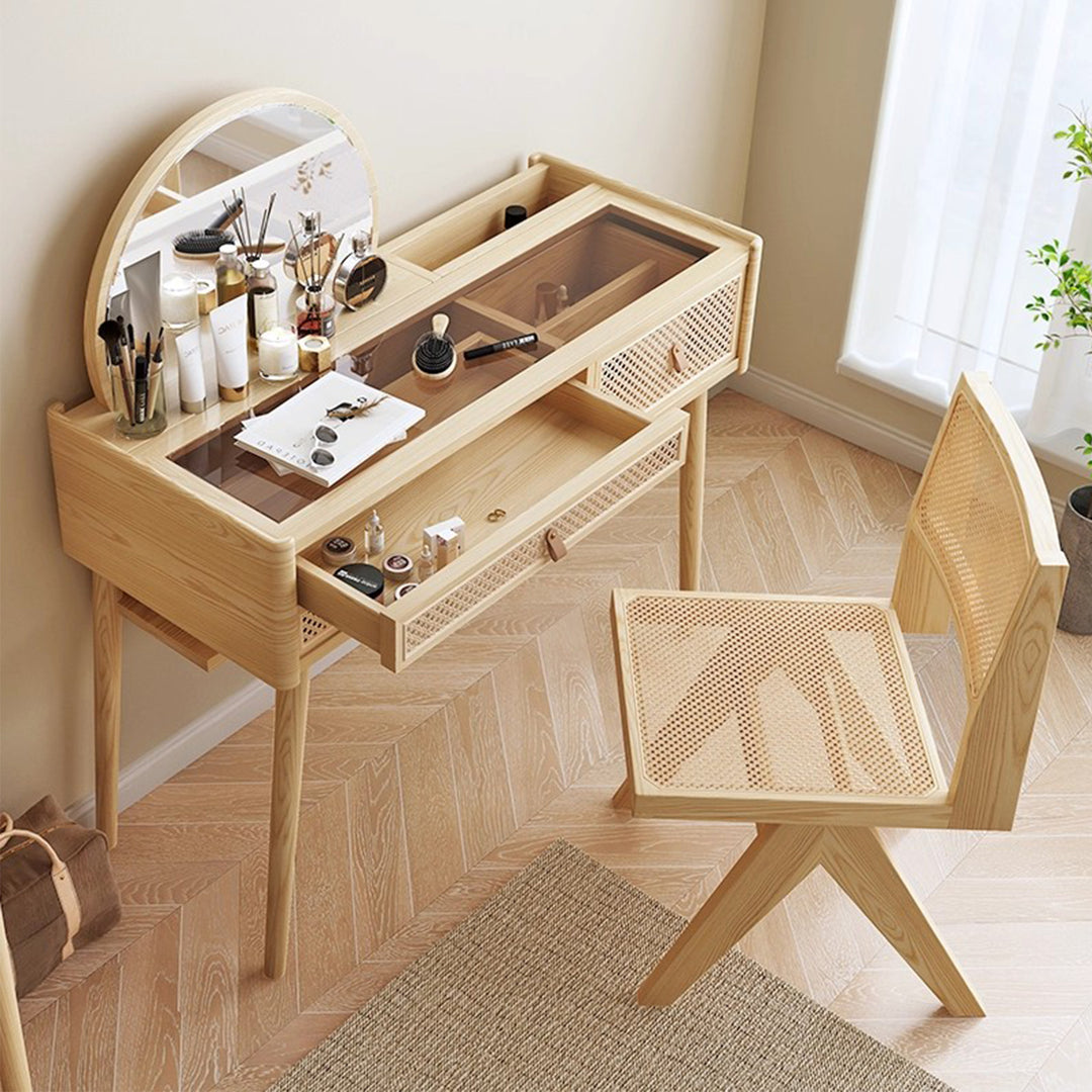 MAS-3462 Masdio Rustic Rattan Vanity Table