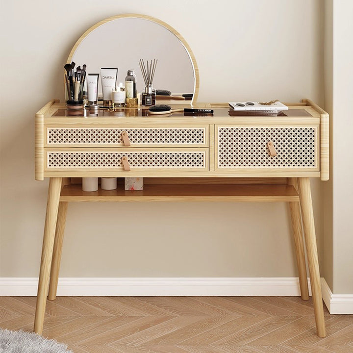 MAS-3462 Masdio Rustic Rattan Vanity Table