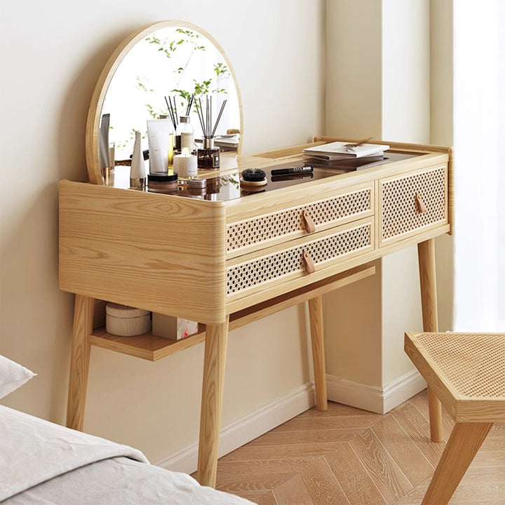 MAS-3462 Masdio Rustic Rattan Vanity Table