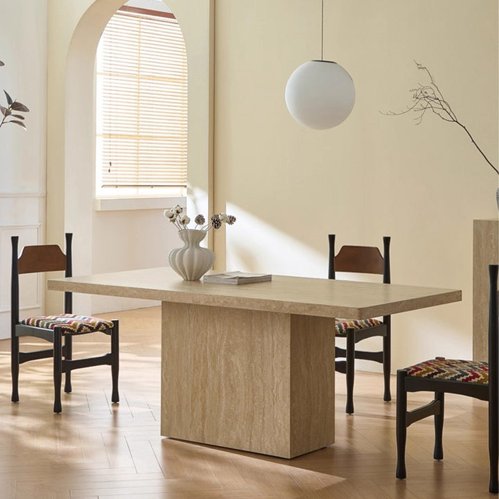 MAS-3490 Masdio Modern Travertine Storage Dining Table