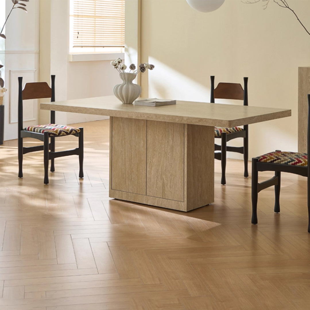 MAS-3490 Masdio Modern Travertine Storage Dining Table