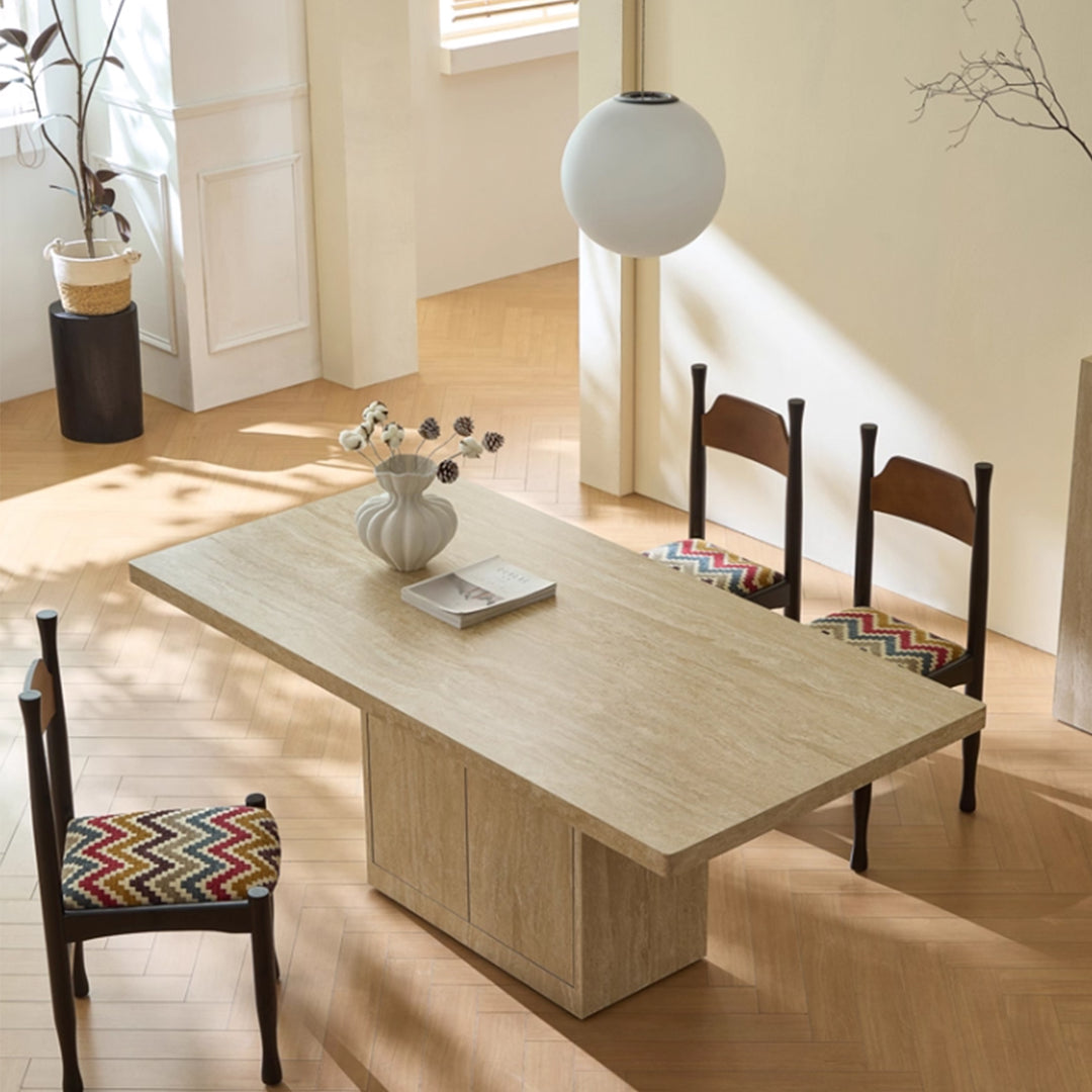 MAS-3490 Masdio Modern Travertine Storage Dining Table